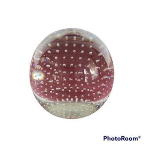 Clear Glass Paperweight Precision Controlled Bubbles in Alignment Vintage